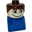 LEGO Male Aan Blauw Basis met Brown Haar en Freckles Duplo Figuur