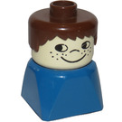 LEGO Male on Blue Base with Brown Hair and Freckles Duplo Figure