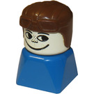 LEGO Male on Blue Base with Freckles and Brown Aviator Hat Minifigure
