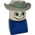 LEGO Male on blue base with Light Gray Cowboy Hat Duplo Figure