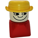 LEGO Male Aan Rood Basis met Geel Derby Hoed Duplo Figuur