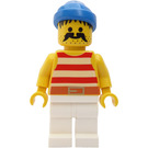 LEGO Male Ship Pirate with White and Red Stripes Shirt and Large Moustache Minifigure