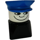 LEGO Male met Zwart Basis en Blauw Politie Hoed Duplo Figuur