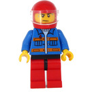 LEGO Mann med Blå Jakke og Oransje Striper med Rød Hjelm Minifigur