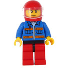LEGO Male avec Bleu Jacket et Orange Rayures avec rouge Casque Figurine