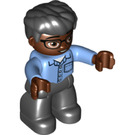 LEGO Male avec Glasses, Dark grise Jambes et Cheveux Duplo Figure