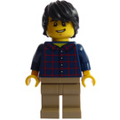 LEGO Mann med Plaid Button Skjorte og Mørk brun Ben Minifigur