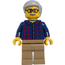 LEGO Mand i Dark Blå Plaid Button Skjorte Minifigur