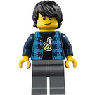 LEGO Mann i Dark Blå Plaid Skjorte med Banan logo Minifigur