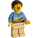 LEGO Man in Hawaiian Shirt with Dark Brown Hair Minifigure