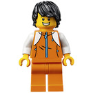 LEGO Man in Orange Zipper Jacket with White Arms Minifigure