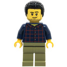 LEGO Man in Plaid Shirt met Zwart Haar Minifiguur