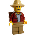 LEGO Man - Reddish Brown Backpack and Dark Red Jacket Minifigure