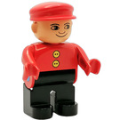 LEGO Man with 2 Yellow Buttons and Red Hat (flesh eyes)