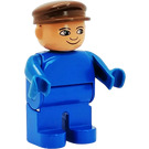 LEGO Man met Blauw Poten, Blauw Top, brown Pet Duplo Figuur met wit in de ogen