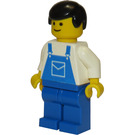LEGO Man with Blue Overalls and Black Hair Minifigure