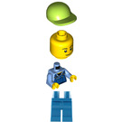LEGO Man met Blauw Overalls, Lime Pet minifiguur
