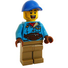 LEGO Man with Dark Azure Jacket and Belt Bag Minifigure