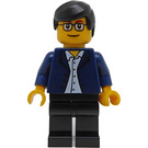 LEGO Man met Dark Blauw Jacket en Zwart Poten minifiguur