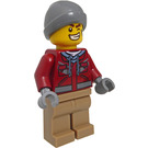 LEGO Man with Dark Red Jacket over Dark Stone Gray Hoodie
