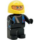 LEGO Man met Helm en Racer Diagonal Zipper Print Duplo-figuur