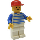 LEGO Man with Horizontal Blue Lines, Red Cap Minifigure