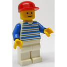 LEGO Mann med Horisontal Blå Lines, Rød Caps Minifigur