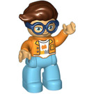LEGO Man with Orange Jacket and Glasses Duplo Figure