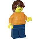 LEGO Man med Orange Topp och Flytväst Minifigur