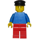 LEGO Man with Plain Blue Torso, Red Legs, Black Hat Minifigure