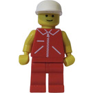 LEGO Man with Red Jacket with Zipper, Red Legs, White Cap Minifigure