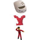 LEGO Man with Red Overalls with Technic Logo with Chest Plate and Helmet Technic Figure