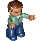 LEGO Man met Sand Green Top Duplo Figuur met bruine ogen