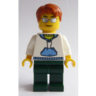 LEGO Man with White Hoodie and Dark Orange Hair Minifigure