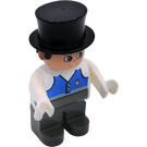 LEGO Man with White Top with Blue Vest with Pocket Duplo Figure