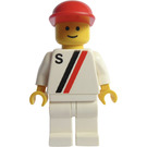 LEGO Man with White with Red and Black Stripe, Red Cap Minifigure