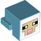 LEGO Medium Azure Dyr Hoved med Sheep Ansigt med hvid Background og Beige Outline (103728 / 106290)