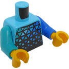 LEGO Medium azuurblauw Boy - Medium azuurblauw Top Minifiguur Torso (973 / 76382)