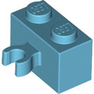 LEGO Medium azuurblauw Steen 1 x 2 met Verticaal Klem (Open 'O'-clip) (42925 / 95820)