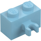 LEGO Mittleres Azure Stein 1 x 2 mit Vertikal Clip mit offenem 'O' Clip (42925 / 95820)