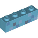 LEGO Mittleres Azure Backstein 1 x 4 mit Minecraft Pixel Squares (3010 / 39878)