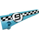 LEGO Medium Azure Curved Panel 6 Right with '9', Checkered Sticker (64393)