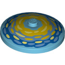 LEGO Medium Azure Dish 4 x 4 with Yellow and blue paint strokes (Solid Stud) (1908 / 3960)