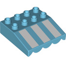 LEGO Mittleres Azure Duplo Awning mit Weiß Streifen (Kurze Streifen) (24992 / 36996)
