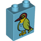 LEGO Medium Azure Duplo Brick 1 x 2 x 2 with Bird with Bottom Tube (15847 / 24985)