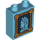 LEGO Azure moyen Duplo Brique 1 x 2 x 2 avec Bleu queen picture Cadre avec tube inférieur (15847 / 43502)