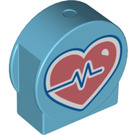 LEGO Azure moyen Duplo Brique 1 x 3 x 2 avec Rond Haut avec Cœur et Heartbeat Symbol avec côtés découpés (14222 / 81349)