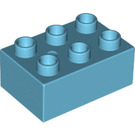 LEGO Azure moyen Duplo Brique 2 x 3 (87084)
