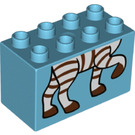 LEGO Mittleres Azure Duplo Backstein 2 x 4 x 2 mit Zebra Körper (31111 / 43517)