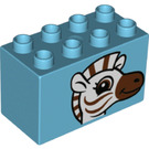 LEGO Mittleres Azure Duplo Backstein 2 x 4 x 2 mit Zebra Kopf (31111 / 43513)